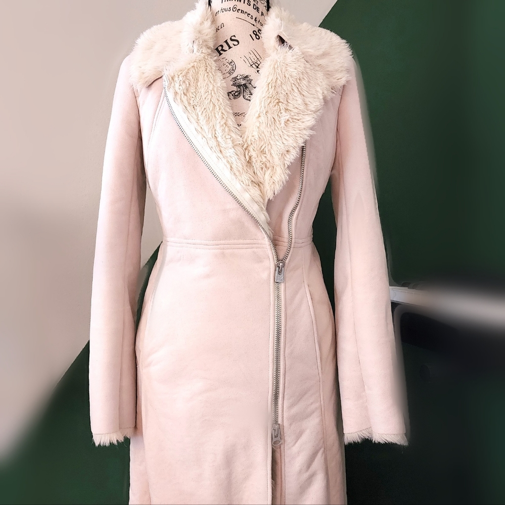 Armani exchange suede faux-fur lined coat.  Size XS.